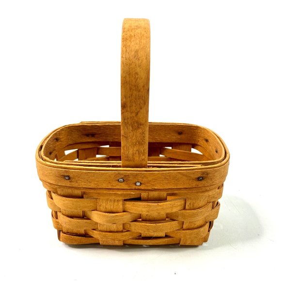 Bundle of 4 Vintage 90s Y2K Longaberger Baskets Woven Maple Wood Round Square - Picture 8 of 10